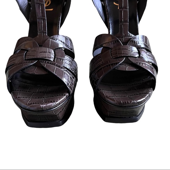 NEW Saint Laurent 105 Tribute Croc Embossed 39 Ultra Grey - Picture 5 of 13